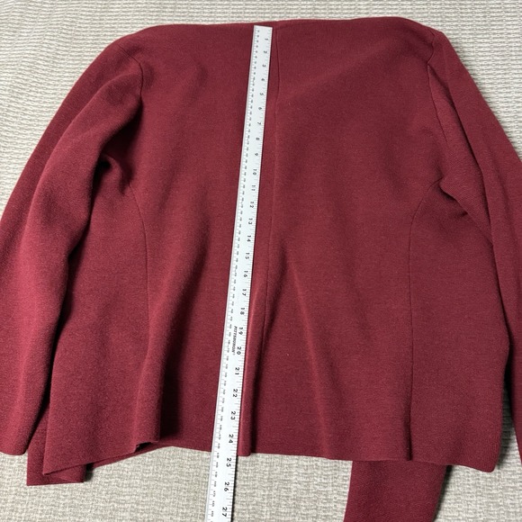 Eileen Fisher Wool Textured Burgundy Waterfall Front Open Cardigan 2XL - Picture 5 of 7